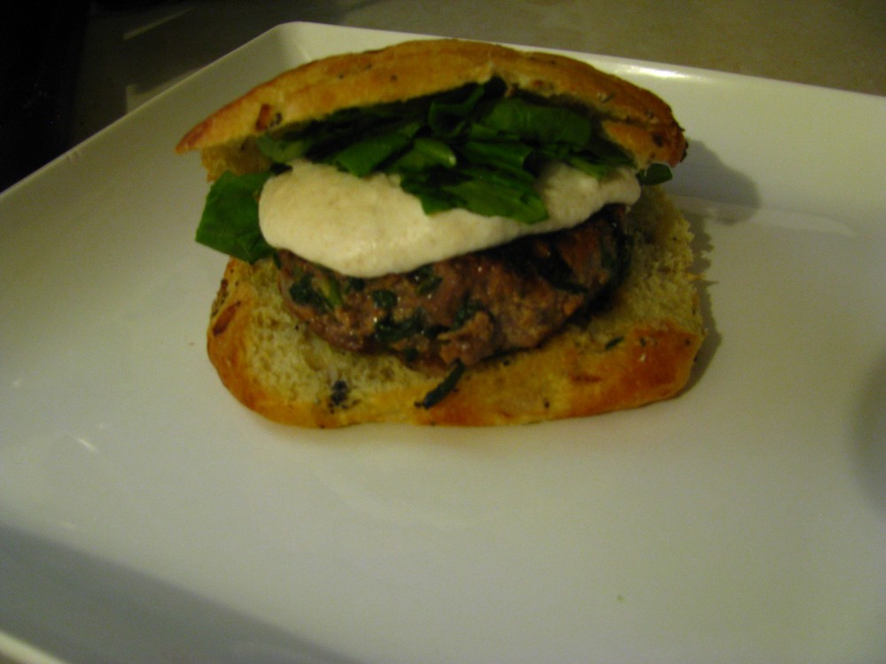 Florentine Burger topped with Ricotta Cheese Sauce – Homemade Delish